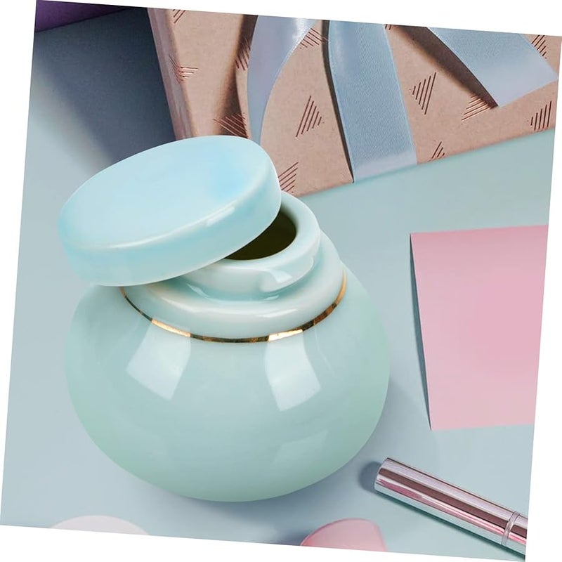 Blue Ceramic Refillable Ointment Jar Cream Lotion Container For Travel Home Use - Image 5